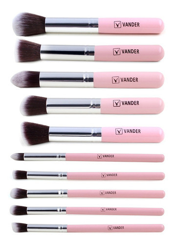 10pcs De Tubo Plateado Cepillado Polvo Maquillaje Brochas Se 1
