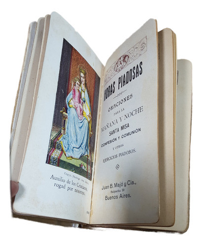 Antiguo Libro Religioso Horas Piadosas Tapa Rigida Nacarada 1