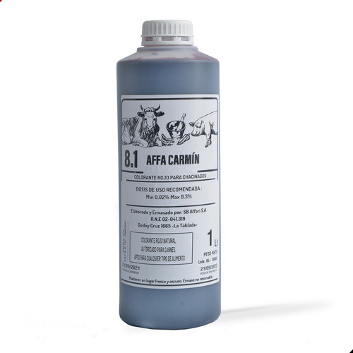 Colorante Natural Rojo Carmin 2% Affari X 1 Litro 0