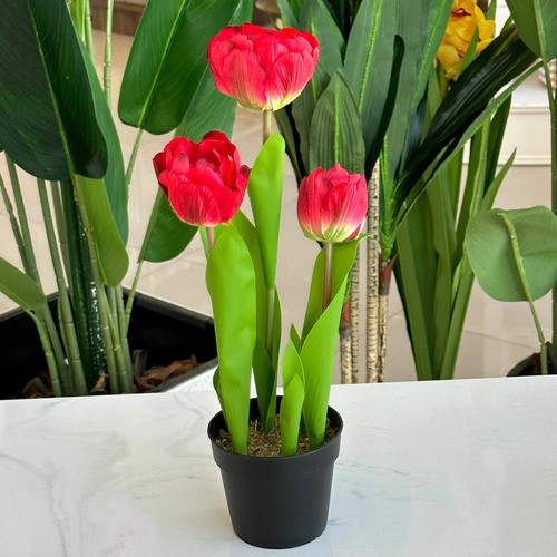 Planta Flores Artificial Maceta Plástico A 34cm 0