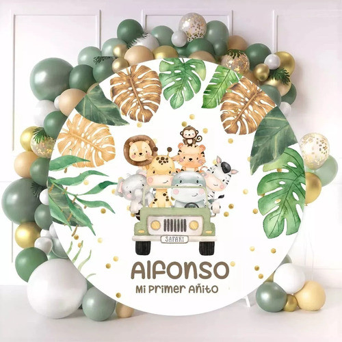 Banner Circular Animales Safari Personalizado Imprimible 1