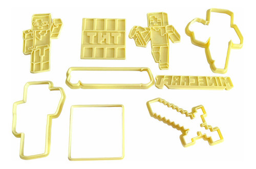 Kit Cortantes Marcador Minecraft Galletitas Repostería Set 1