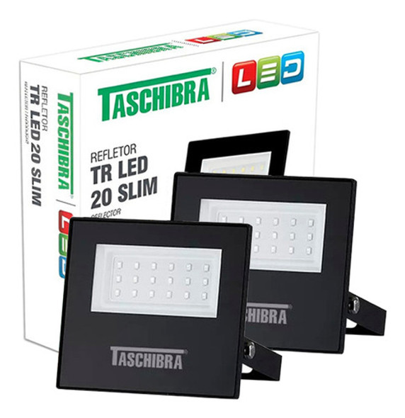 2 Refletor Led 20w Holofote Branco Quente 3000k Taschibra 0