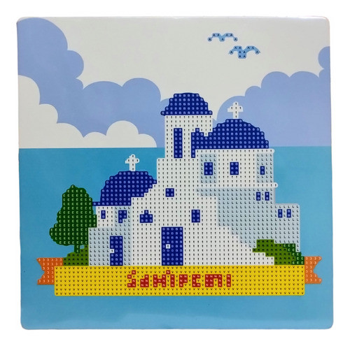 Kit Pintura Por Diamantes Cuadro Con Atril 20x20 Grecia 0
