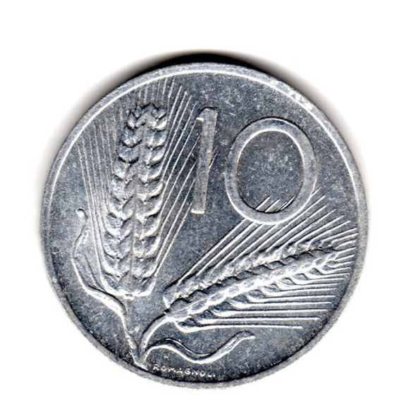 Italia Moneda 10 Liras Año 1956 Km#93 Xf+++ 1