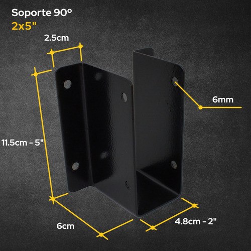 Soporte De Viga 2x5 + Tarugo 10mm + Tirafondo Tirante Madera 1