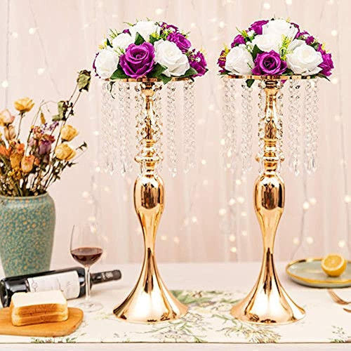 Lanlong Juego De 2 Centros De Mesa De Cristal Para Mesas Flo 1