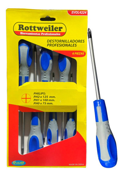 Juego 6 Destornilladores Profesionales Phillips | Rottweiler 0
