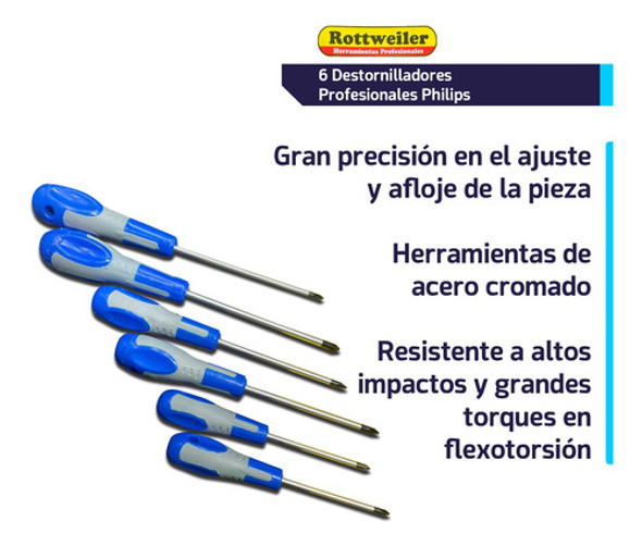 Juego 6 Destornilladores Profesionales Phillips | Rottweiler 1