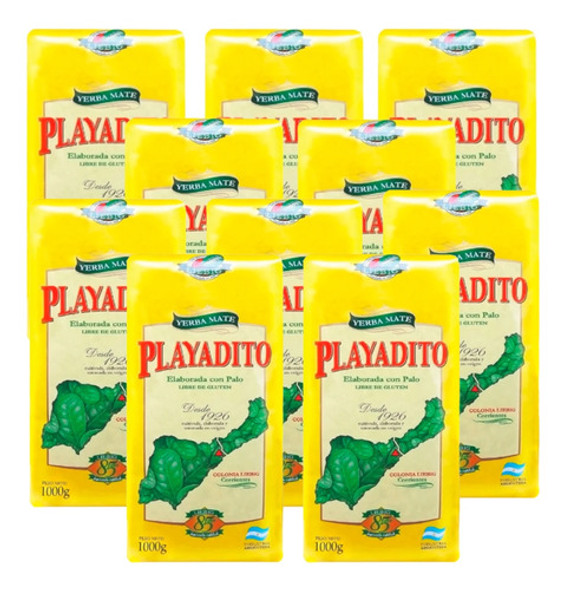 Yerba Mate Playadito Tradicional Paquete 1kg Caja Pack X 10 0