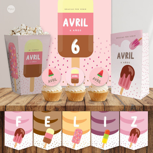 Kit Imprimible Helados Candy Bar Tukit 1
