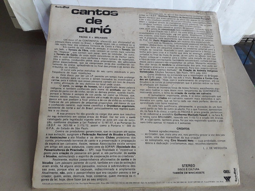 Lp Cantos De Curió Pacha 2 E Curió Brilhante 1974 Ne 1