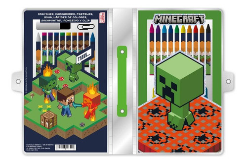 Set De Arte Escolar Infantil Minecraft Licencia Original 0