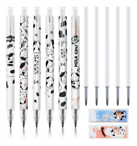 13 Juego Portaminas Cute Cow Pen, 6 Portaminas Pastel 0,5 2 0