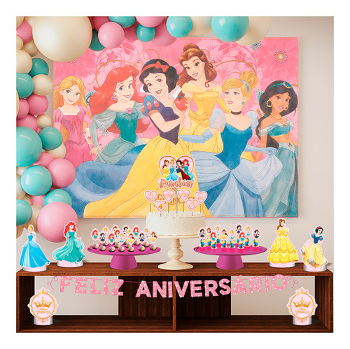 Decoração Festa Princesas Disney Kit Completo Em Eva 39pçs 0