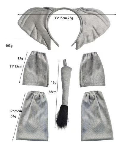 Conjunto De Cauda De Orelhas De Animais Para Elefante 1