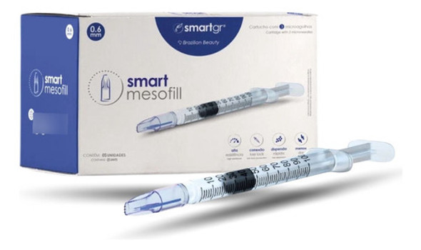 Smart Mesofill 0,6mm Cartucho 3 Microagulhas Cx 05 Smart Gr 0