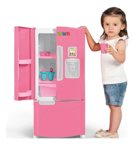 Geladeira Frost Fun Brinquedo Infantil Rosa C/ Acessorios 0