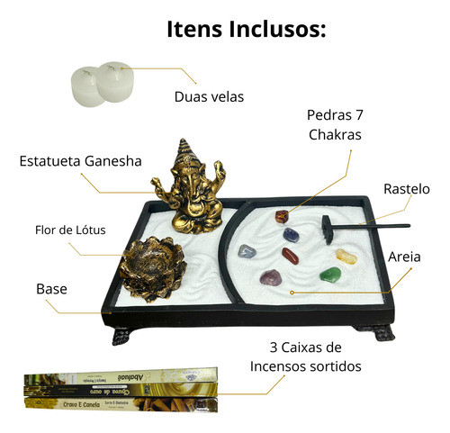 Jardim Zen Japones Miniatura Ganesha 7 Chakras Feng Shui 1