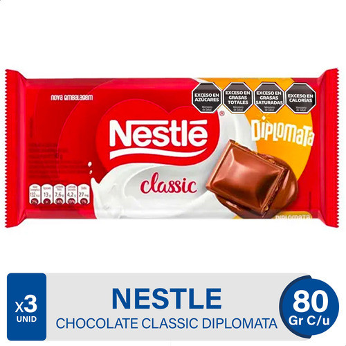 Chocolate Nestle Classic Diplomata Cremoso Catañas Caju X3 0