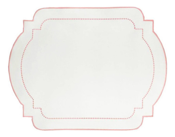 Jogo 6 Lugares Americanos Linho Bege Rosa Retangular 52 Cm 1