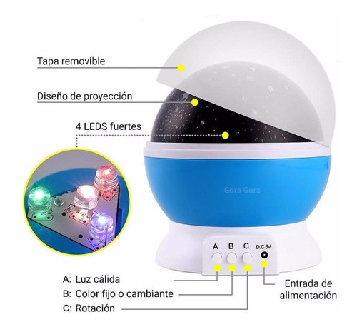 Luz Lámpara Velador Proyector De Estrellas Rgb Giratorio 1