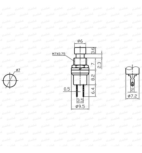 6 Pulsadores Mignon Normal Cerrado 7mm 1a 250v Negro 1