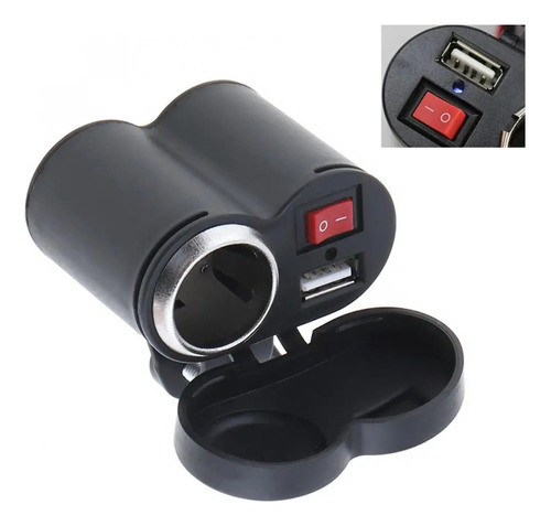 Adaptador Usb Moto Suporte Tomada 12v Carrega Gps Celular 1