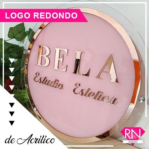Logo Redondo De Acrilico - Rosa Gold - 40 Cm 1