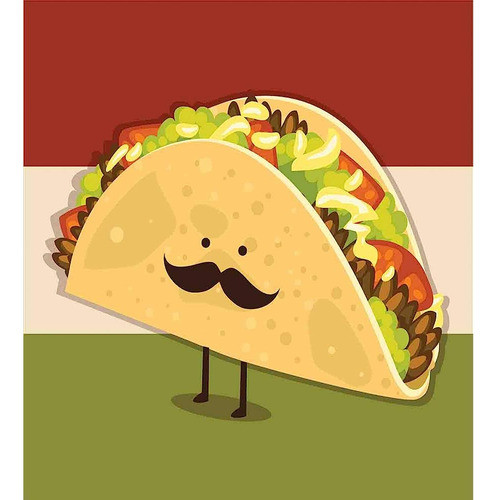 Ambesonne Food Duvet Cover Set, Taco Mexicano Con Cara Bigot 1