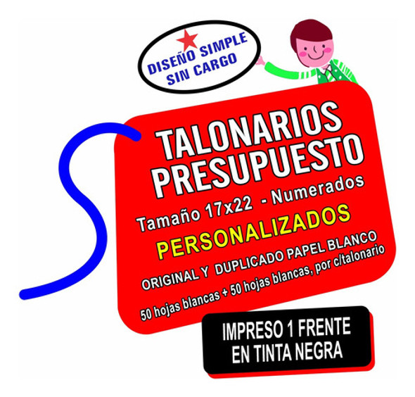 1 Talonario Duplicados Numerados Personalizado De 17x22 Cm. 1