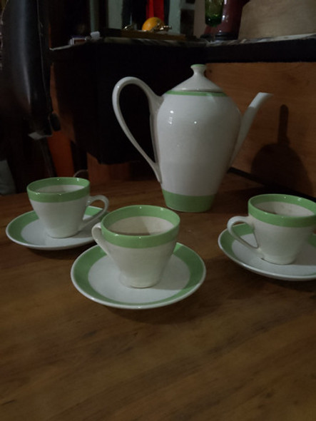 Cafetera Antigua De Loza Manchester Con 3 Tazas ! Oferta!! 1