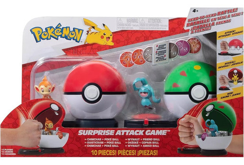 Pokemon Set Pokebola Surprise Attack Game Chimchar & Wynaut 0