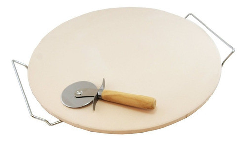 15 Pulgadas De La Pizza De Cerámica Del Horno Redondo Y Cort 0