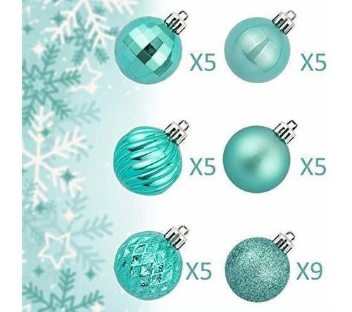 Set De 34 Bolas Para Arbol De Navidad - Verde Azulado 1