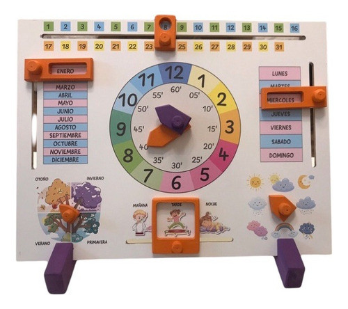 Pizarra Reloj Didactica Calendario Juegos Aprendizaje 0