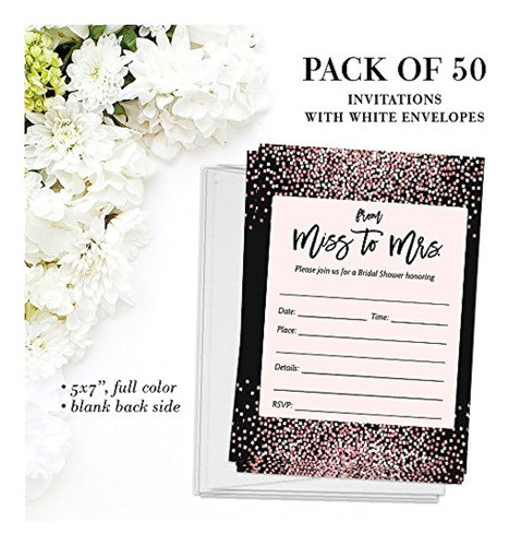 50 Invitaciones De Despedida De Soltera Con Sobres Paquete D 1
