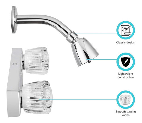 Dura Faucet Grifo De Ducha Económico Con Perillas Y Cabezal 1