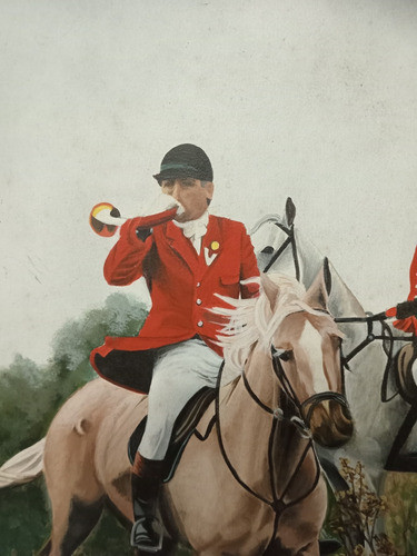 Óleo Sobre Harboard De Autor Anónimo.  Cacería Inglesa 1