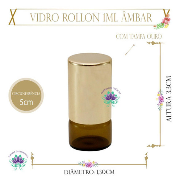 Fr Rollon 1ml Âmbar Com Tampa Ouro 1