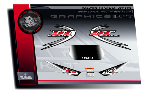 Calcos Yamaha Dt 175- Supertrail- Mot Negra- Insignia Calcos 0