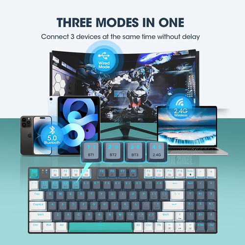 Teclado Mecánico Inalámbrico, Teclado Para Juegos Triple-mod 1