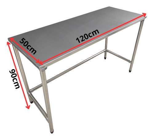Mesa Bancada 120x50 Inox Industrial Multiuso Sem Base 1