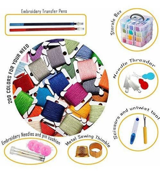 Paquete De 262 Hilos De Hilo De Bordar - Incluye 200 Colores 1