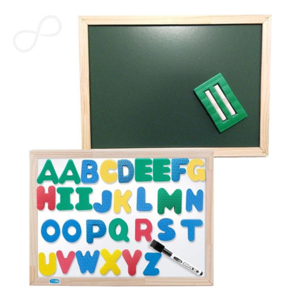 Lousa Infantil 60x40 Magnética Dupla Face Com Letras Eva Imã 0