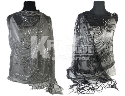 Pashmina De Fiesta De Encaje Bordado Con Lentejuelas Por Mayor X 12 Unidades Surtidas 0