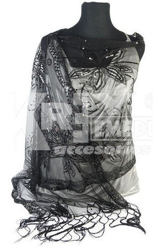 Pashmina De Fiesta De Encaje Bordado Con Lentejuelas Por Mayor X 12 Unidades Surtidas 1