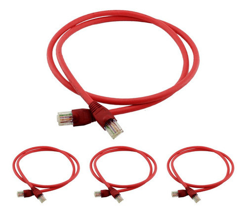 Kit 20 Un Cabo De Rede 2,5m Cat6 Furukawa Rj45 Vermelho Giga 0