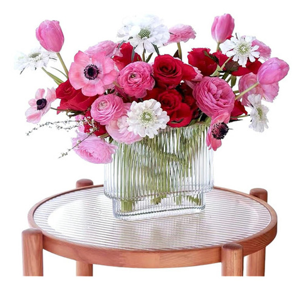 Jarrones De Vidrio Acanalados Para Flores - Jarrones De Flor 0