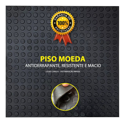 Kit 16 Piso Moeda Preto Borracha Anti Derrapante 50x50cm 4m² 1